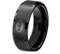 Men's Superhero Bat Symbol Black Ring Stainless Steel Titanium Size 6-13 Unisex (Black, 12)