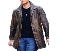 Men's Supernatural Dean Winchester Jensen Ackles Distressed Leather Trench Coat Jacket