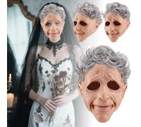 Men's Supersoft Old Woman The mask Costume Adult(Beige-F,33cm)