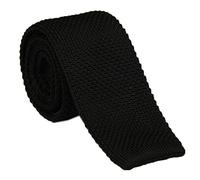 Men's Supper Skinny Knitted Tie Solid Colored Smart Casual Necktie Various Color, Black, One size