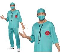 Mens Surgeon Fancy Dress Costume Doctor Outfit Scrubs & Mask by Smiffys