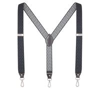 Men's Suspender with Swivel Hooks and Elastic Straps Y-back, for Heay Duty, Big and Tall, Black Diamond, One size