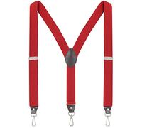 Men's Suspender with Swivel Hooks and Elastic Straps Y-back, for Heay Duty, Big and Tall, Red, One size