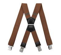 Mens Suspenders Braces 1.5in Wide 47in Long Heavy Duty Clips Multicolor(Brown)