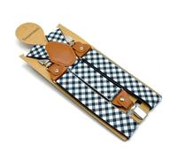 Mens Suspenders Checkered Wedding Formal Braces Elastic Suspender Straps Trouser Belt 120cm pour le Travail et le Quotidien(Yellowleather)