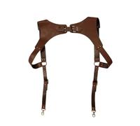 Men's Suspenders Knight Brown Leather Fashion Suit Shirt Belt For Party Club Costume pour le Travail et le Quotidien(Brown)