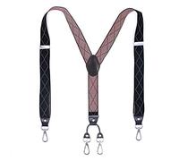 Mens Suspenders with Swivel Hooks Adjustable Clips Nylon Blend Leather 3.5x125cm Multicolor(Black)