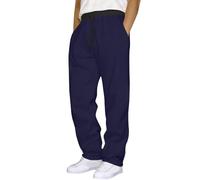 Mens Sweat Pants Bottoms Joggers Straight Leg Sweatpants Open Bottom Lounge with Pockets Jogging Pants Casual Yoga Gym Sports Trousers Men's Activewear Trousers,Navy,L