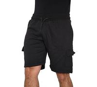 Mens Sweat Summer Jogger Fleece Pique Jersey Jogging Shorts Zip Pocket S-XXL, Fleece Cargo - Black, L
