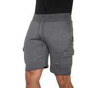 Mens Sweat Summer Jogger Fleece Pique Jersey Jogging Shorts Zip Pocket S-XXL, Fleece Cargo - Charcoal, M
