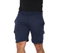 Mens Sweat Summer Jogger Fleece Pique Jersey Jogging Shorts Zip Pocket S-XXL, Fleece Cargo - Navy, 3XL