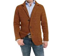 Mens Sweaters Knitted Cardigans Sweater Business Blazer Knitwear with Pockets Long Sleeve Button Down Jackets Clothes Brown M