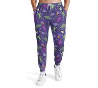 Mens Sweatpants 80s 90s Retro Joggers Sports Funny Workout Party Gym Pants with Pockets, Aliens and Spaceships, Large