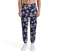 Mens Sweatpants 80s 90s Retro Joggers Sports Funny Workout Party Gym Pants with Pockets, Mushroom, Large