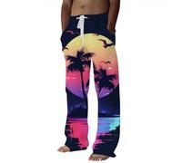 Men'S Sweatpants,Mens Spring And Summer Seasons Fashion Casual Digital 3D Printing Coconut Tree Theme Casual Pants Pants
