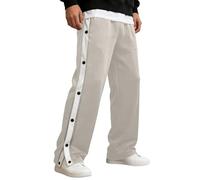 Mens Sweatpants - Men'S Trousers Quick Release Fleece Lined Basketball Sweatpants With Full Side Snap Buttons For Casual Sports And Wear (Grey, Xxxxxl)