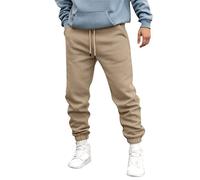 Men's Sweatpants Solid Regular Fit Tracksuit Bottoms Cuffed Ribbed Joggers Lightweight Outdoor Sports Trousers Basic Active Fleece Pant Comfortable Lounge Pants Athletic Yoga Pant Casual Track Pants