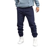 Men's Sweatpants Solid Regular Fit Tracksuit Bottoms Cuffed Ribbed Joggers Lightweight Outdoor Sports Trousers Basic Active Fleece Pant Comfortable Lounge Pants Athletic Yoga Pant Casual Track Pants