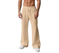 Mens Sweatpants - Trousers For Men Casual Flared Trousers Lightweight Year Round Comfort Relaxed Fit Jogging Wide Leg Pants For Outdoor Travel (Khaki, S)