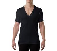 Men's Sweatproof Undershirt | Cotton Deep V Neck T-Shirt with Underarm Sweat Pads | Original Fit | Aluminum-Free Alternative | Black | X-Large