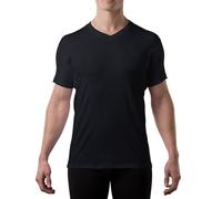 Men's Sweatproof Undershirt - Cotton V Neck T-Shirt with Underarm Sweat Pads - Original Fit - Aluminum-Free Alternative - Black - X-Small
