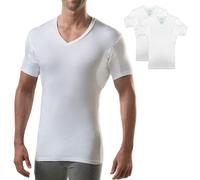 Men's Sweatproof Undershirt - Rayon Blend V Neck - Slim Fit - with Sweat Pads, White (2-pack), XL