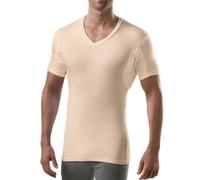 Men's Sweatproof Undershirt - V Neck T-Shirt with Underarm Sweat Pads - Slim Fit - Aluminum-Free Alternative - Beige - Small
