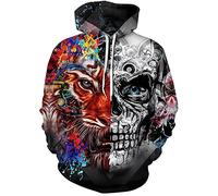 Mens Sweatshirt Casual 3D Digital Print Mens Hoodie Creative Skull Pattern Spring Autumn Mens Sweatshirt Fashion Halloween Regular Fit Mens Hoodies TD-11 XL