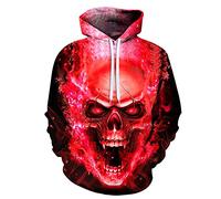 Mens Sweatshirt Casual 3D Digital Print Mens Hoodie Creative Skull Pattern Spring Autumn Mens Sweatshirt Fashion Halloween Regular Fit Mens Hoodies TD-08 M
