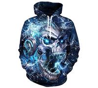 Mens Sweatshirt Casual 3D Digital Print Mens Hoodie Creative Skull Pattern Spring Autumn Mens Sweatshirt Fashion Halloween Regular Fit Mens Hoodies TD-01 XXL