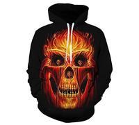 Mens Sweatshirt Casual 3D Digital Print Mens Hoodie Creative Skull Pattern Spring Autumn Mens Sweatshirt Fashion Halloween Regular Fit Mens Hoodies TD-04 L