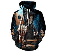 Mens Sweatshirt Casual 3D Digital Print Mens Hoodie Creative Skull Pattern Spring Autumn Mens Sweatshirt Fashion Halloween Regular Fit Mens Hoodies TD-05 M
