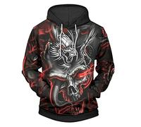 Mens Sweatshirt Casual 3D Digital Print Mens Hoodie Creative Skull Pattern Spring Autumn Mens Sweatshirt Fashion Halloween Regular Fit Mens Hoodies TD-03 XXL