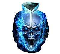 Mens Sweatshirt Casual 3D Digital Print Mens Hoodie Creative Skull Pattern Spring Autumn Mens Sweatshirt Fashion Halloween Regular Fit Mens Hoodies TD-09 M