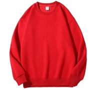 Men'S Sweatshirt Casual Fashion Solid Color Long Sleeves Sweatshirts Urban Youth Personality Trend Pullover D-Red S