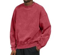 Men'S Sweatshirt Casual Fashion Solid Color Pullover Urban Youth Personality Trend Long Sleeves Sweatshirts C-Brick Red S