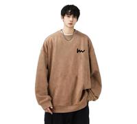 Men'S Sweatshirt Casual Fashion Solid Color Pullover Urban Youth Personality Trend Long Sleeves Sweatshirts M-Coffee XL