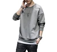 Men'S Sweatshirt Casual Sport Fashion Pullover Urban Youth Personality Trend Long Sleeves Sweatshirts I-Grey M