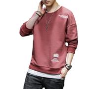 Men'S Sweatshirt Casual Sport Fashion Pullover Urban Youth Personality Trend Long Sleeves Sweatshirts L-Brick Red 3XL