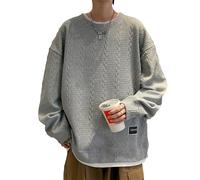 Men'S Sweatshirt Casual Sport Fashion Round Neck Pullover Urban Youth Personality Trend Long Sleeves Sweatshirts C-Grey 3XL