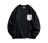 Men'S Sweatshirt Casual Sport Fashion Spleißen Pullover Urban Youth Personality Trend Long Sleeves Sweatshirts A-Black L