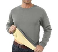 Men's Sweatshirt Fleece Jumpers Crew Neck Fleece Lined Thermal Winter Warm Pullover Sherpa Sweater Long Sleeve Plain Casual Workwear Thick Gym Fuzzy Fluffy Sweatshirt UK Dark Gray