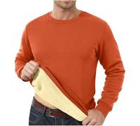 Men's Sweatshirt Fleece Jumpers Crew Neck Fleece Lined Thermal Winter Warm Pullover Sherpa Sweater Long Sleeve Plain Casual Workwear Thick Gym Fuzzy Fluffy Sweatshirt UK Orange