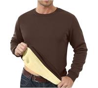 Men's Sweatshirt Fleece Jumpers Crew Neck Fleece Lined Thermal Winter Warm Pullover Sherpa Sweater Long Sleeve Plain Casual Workwear Thick Gym Fuzzy Fluffy Sweatshirt UK Coffee