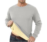 Men's Sweatshirt Fleece Jumpers Crew Neck Fleece Lined Thermal Winter Warm Pullover Sherpa Sweater Long Sleeve Plain Casual Workwear Thick Gym Fuzzy Fluffy Sweatshirt UK Gray