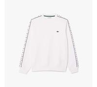 Men's Sweatshirt Lacoste Logo Stripe Crew Neck Classic Fit Pullover in White