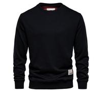 Men's Sweatshirt Pullover Jumper Winter Warm Crew Neck Sweater Men Casual Sherpa Sweatshirt Mens Jumper Premium Branded Crew Neck Loose Solid Color Sweater Pullover Sweatshirt Jumpers for Men C-Black
