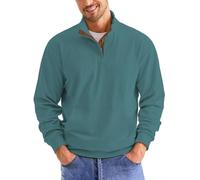 Mens Sweatshirt Retro Vintage Knit Print Sweater 3D Printed Stand Up Collar Long Stand Collar Henley Button Pullover Top Dark Blue