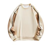 Men'S Sweatshirt Sport Fashion Casual Color Matching Pullover Urban Youth Personality Trend Long Sleeves Sweatshirts D-Apricot XL