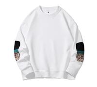 Men'S Sweatshirt Urban Youth Personality Trend Long Sleeves Sweatshirts Casual Sport Fashion Pullover B-White M